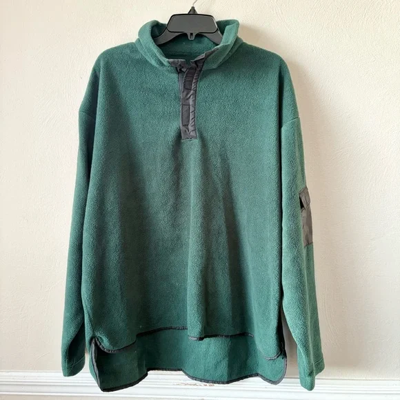 Blarney Woollen Mills Hunter Green Mens Fleece Pullover Shirt - Picture 1 of 6